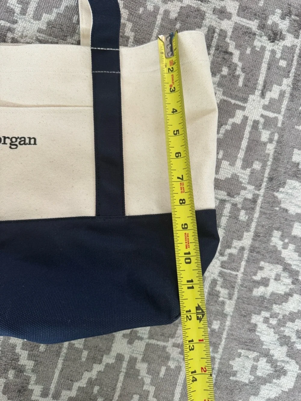 J.P. Morgan Canvas Tote Bag in Cream and Navy